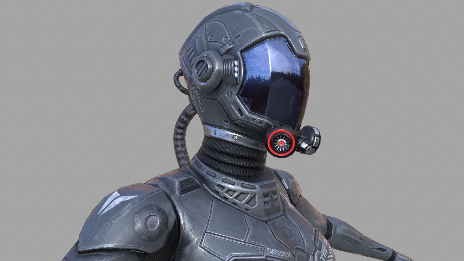 Sci-fi female armor Low-poly 3D model_9