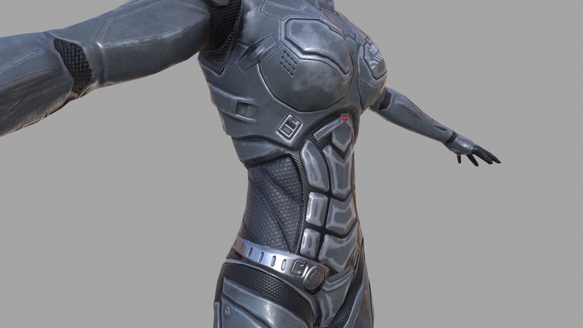 Sci-fi female armor Low-poly 3D model_10