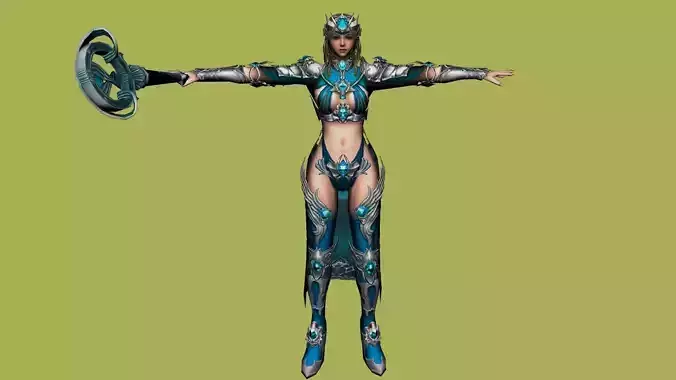 Mage Girl - 3D Female Sorceress Low-poly 3D model