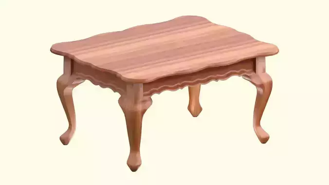 Victorian wooden coffee table Lowpoly 3D model Low-poly 3D model