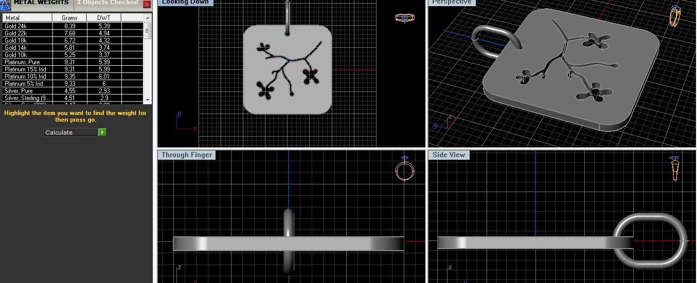Pendant minimal square 3D print model_1