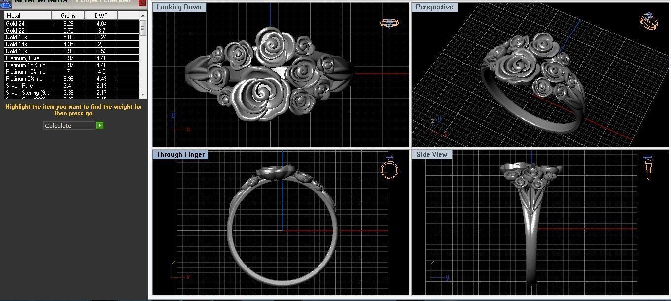 Ring with roses  3D print model_5