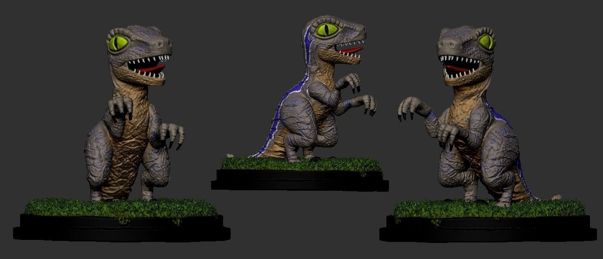 Velociraptor blue toon 3D print model_2