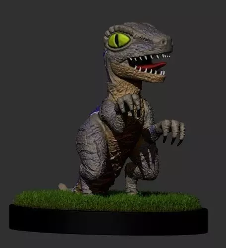 Velociraptor blue toon 3D print model_0