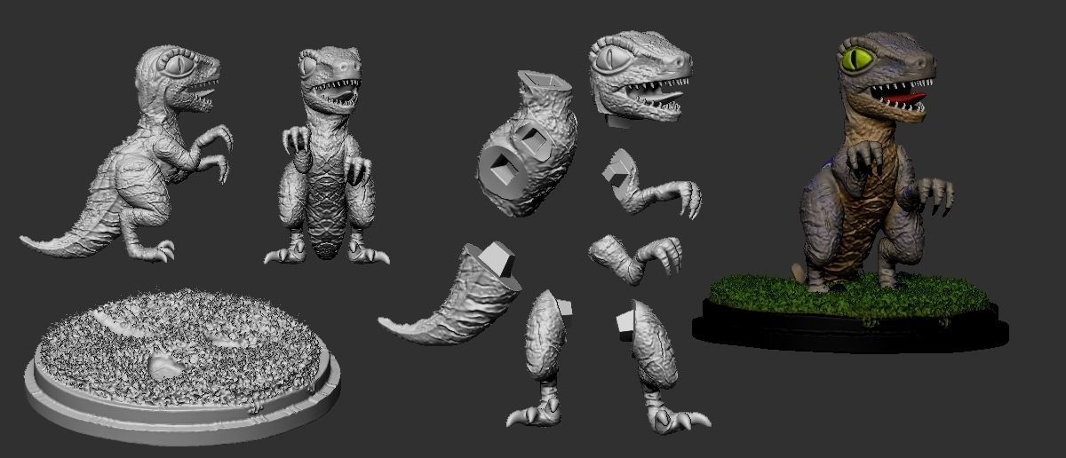 Velociraptor blue toon 3D print model_4