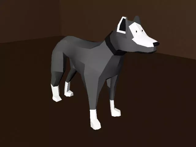 Dog with Materials Low-poly 3D model