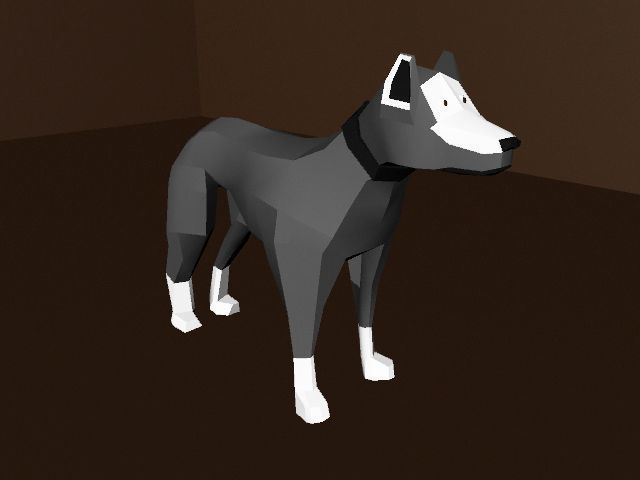 Dog with Materials Low-poly 3D model