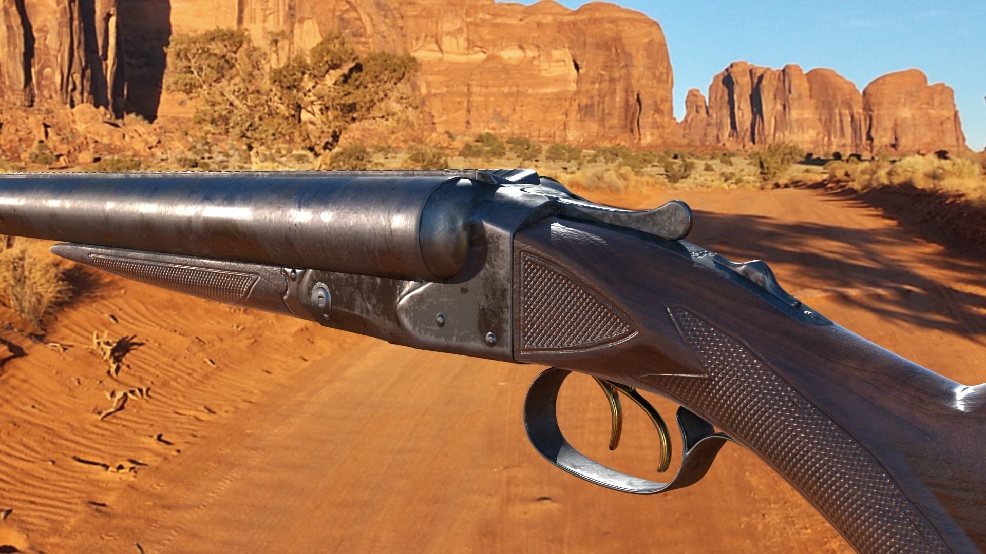 Winchester Model 21  including a short version Low-poly 3D model_3
