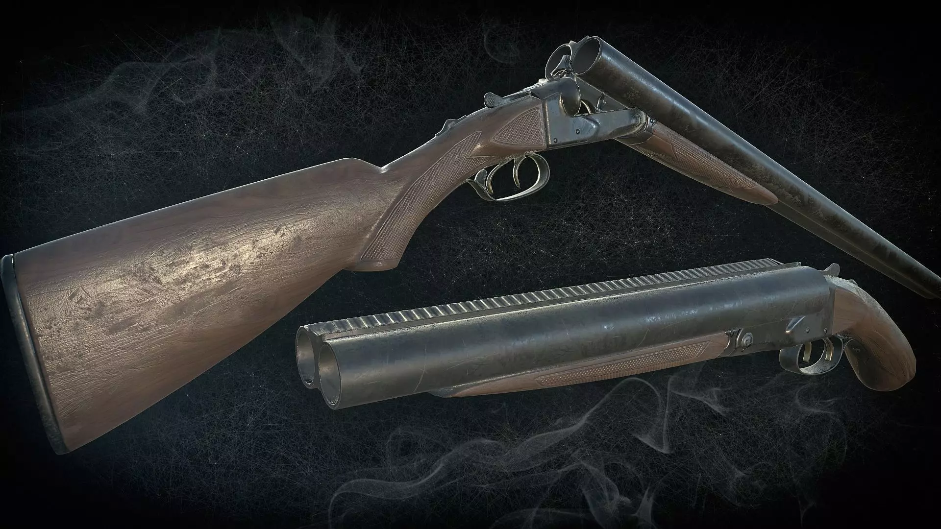 Winchester Model 21  including a short version Low-poly 3D model_0