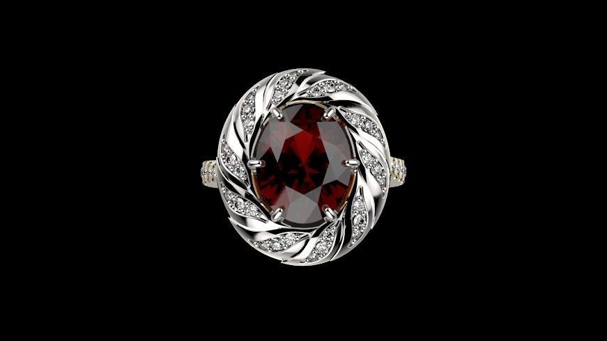 A RINGS N 2 ring with amethyst and diamonds 3D print model_5