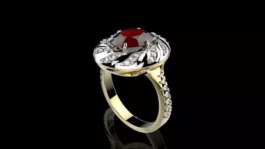 A RINGS N 2 ring with amethyst and diamonds 3D print model_0