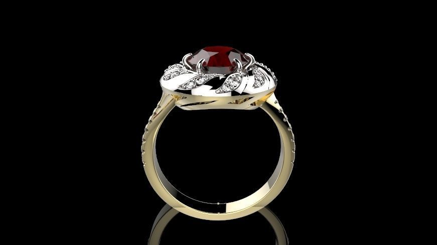 A RINGS N 2 ring with amethyst and diamonds 3D print model_4