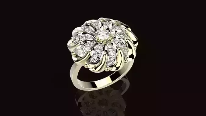 A RINGS N 3 gold and diamond flower ring