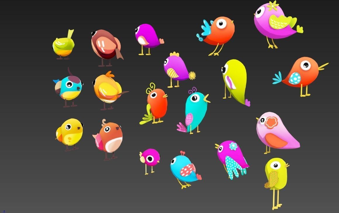 Cartoon Bird Low-poly 3D model_1