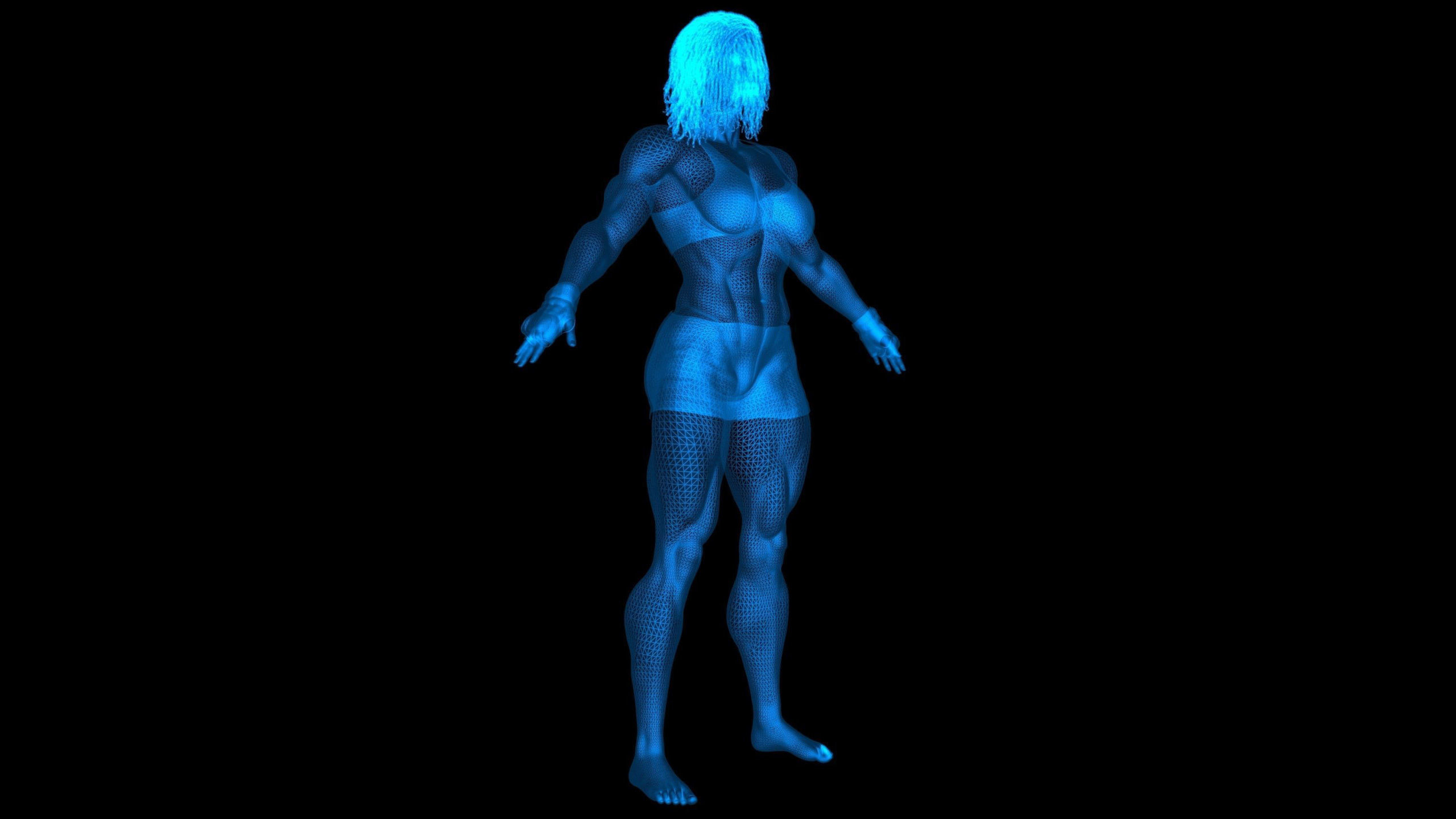 Female African BOX - MMA Fighter  3D model_9