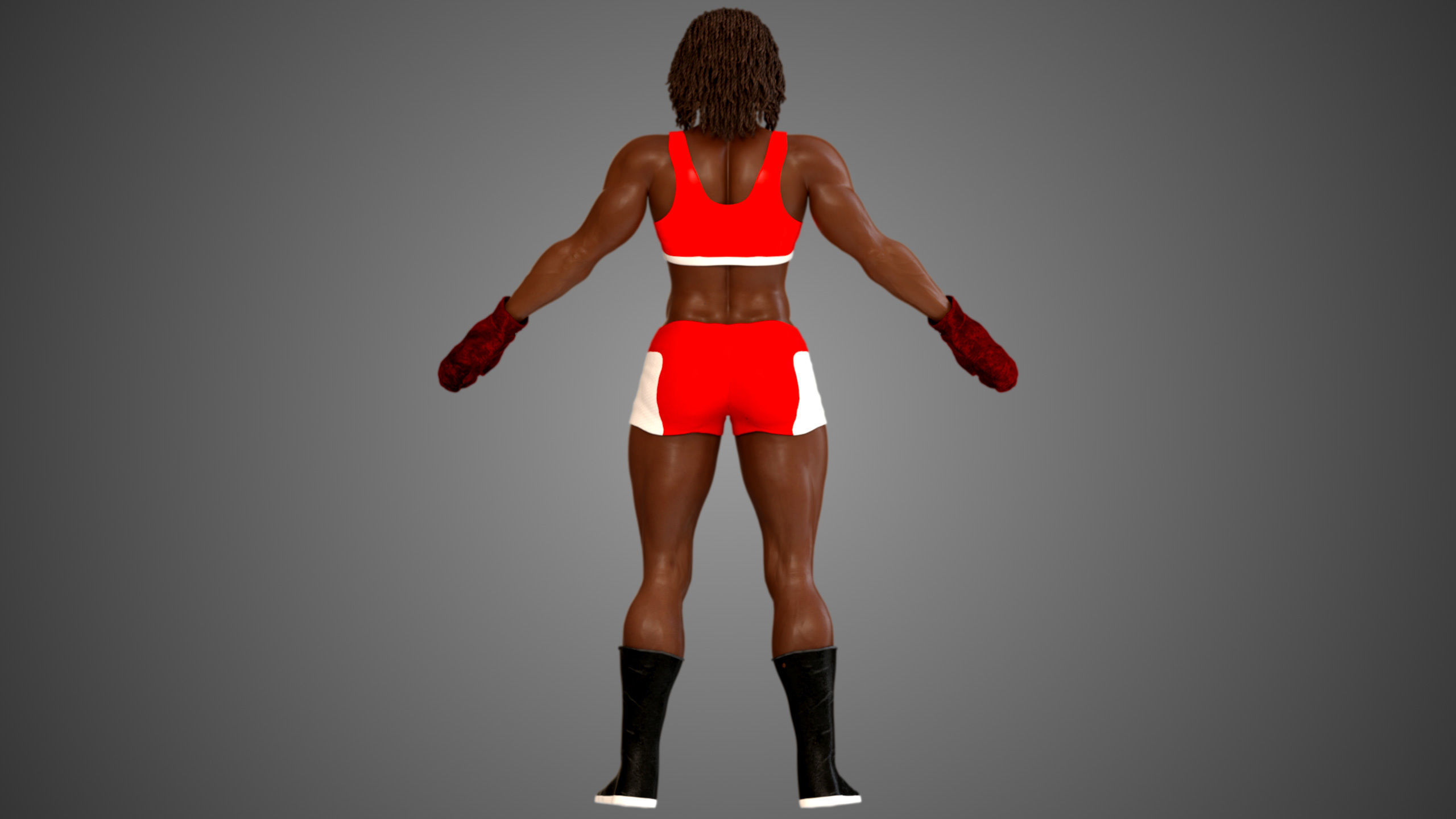 Female African BOX - MMA Fighter  3D model_8