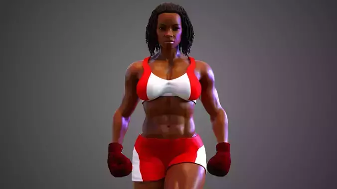 Female African BOX - MMA Fighter  3D model