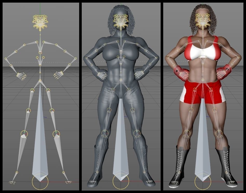 Female African BOX - MMA Fighter  3D model_16