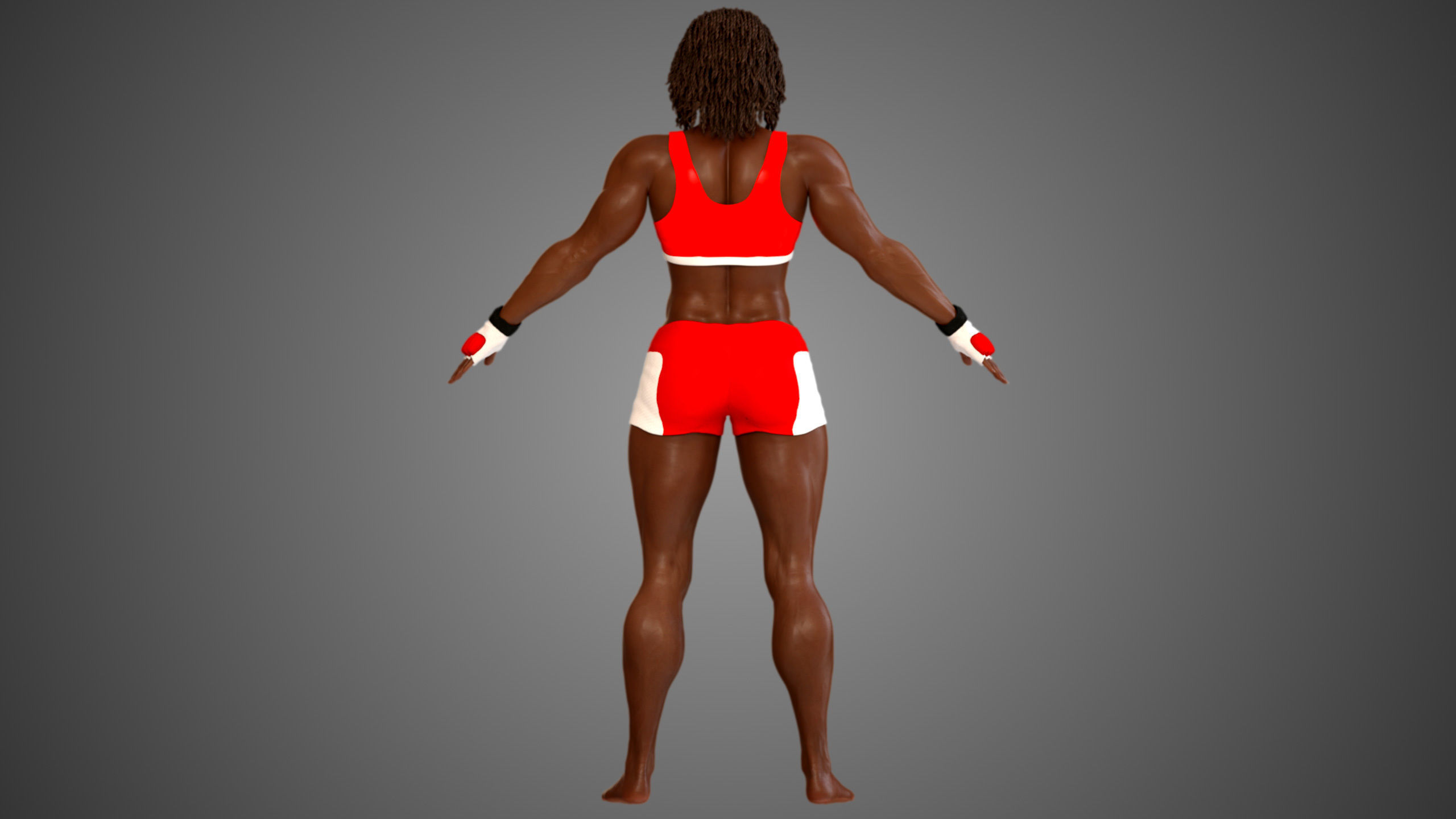Female African BOX - MMA Fighter  3D model_14