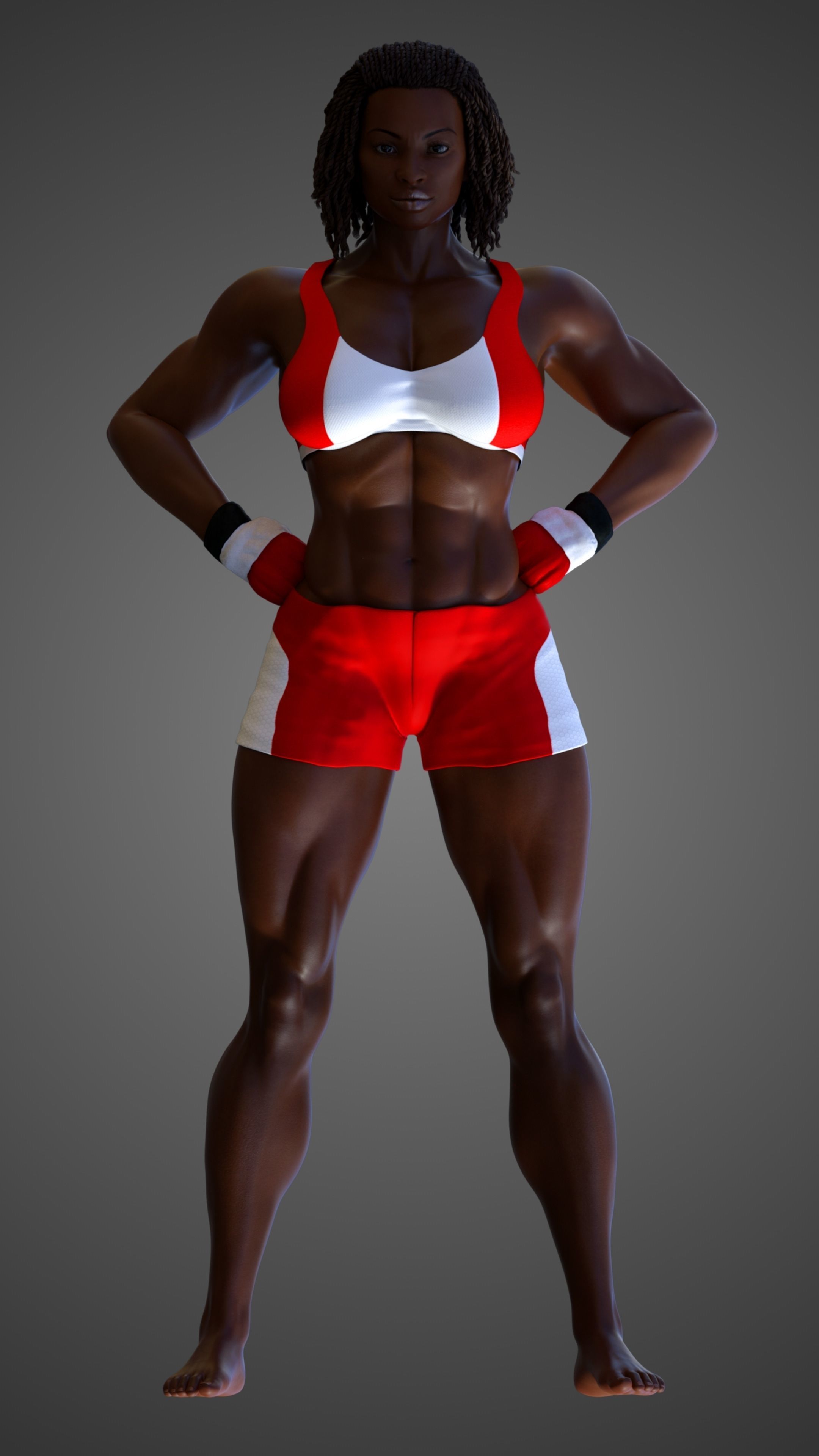Female African BOX - MMA Fighter  3D model_18