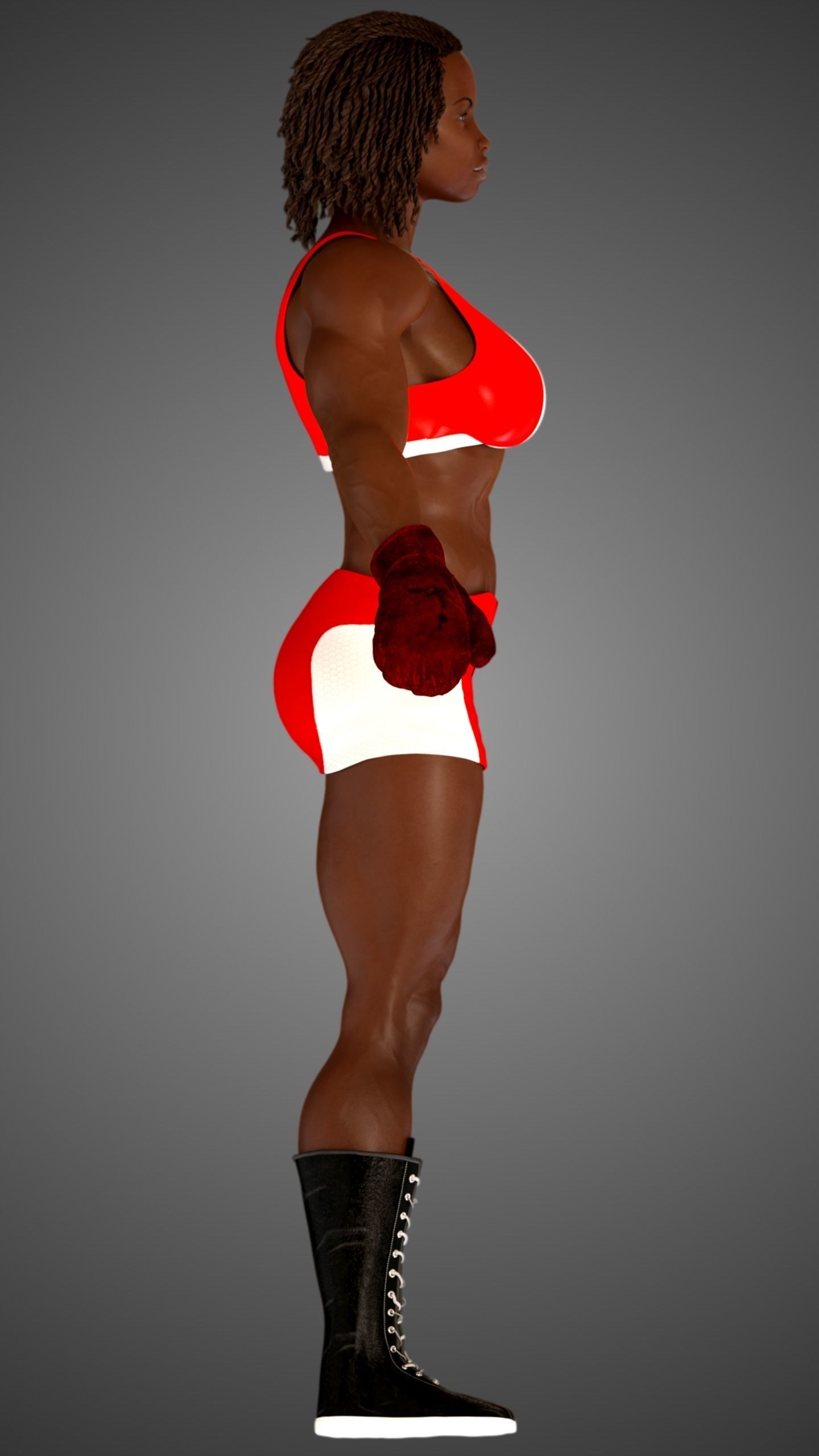 Female African BOX - MMA Fighter  3D model_7