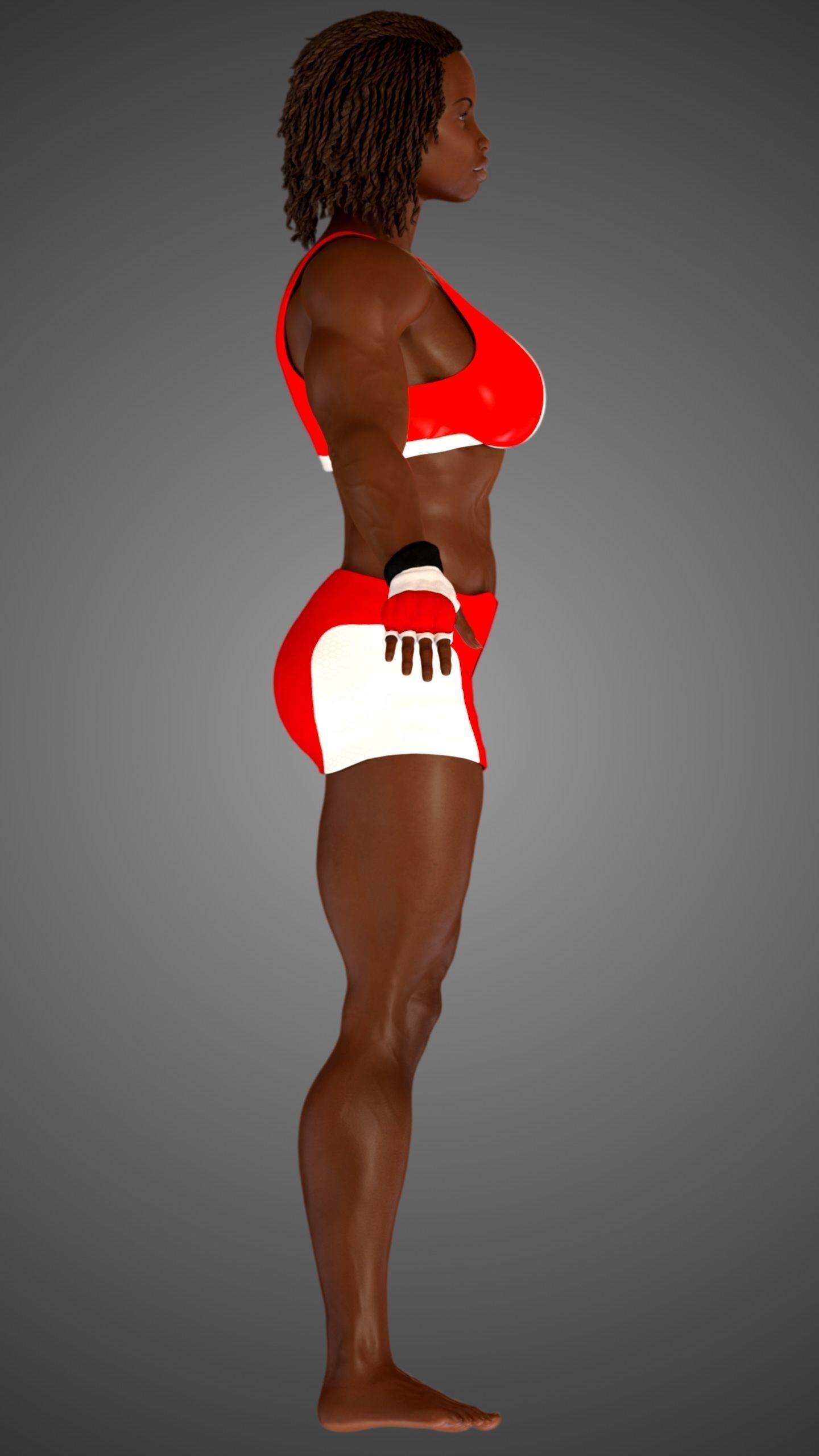Female African BOX - MMA Fighter  3D model_13