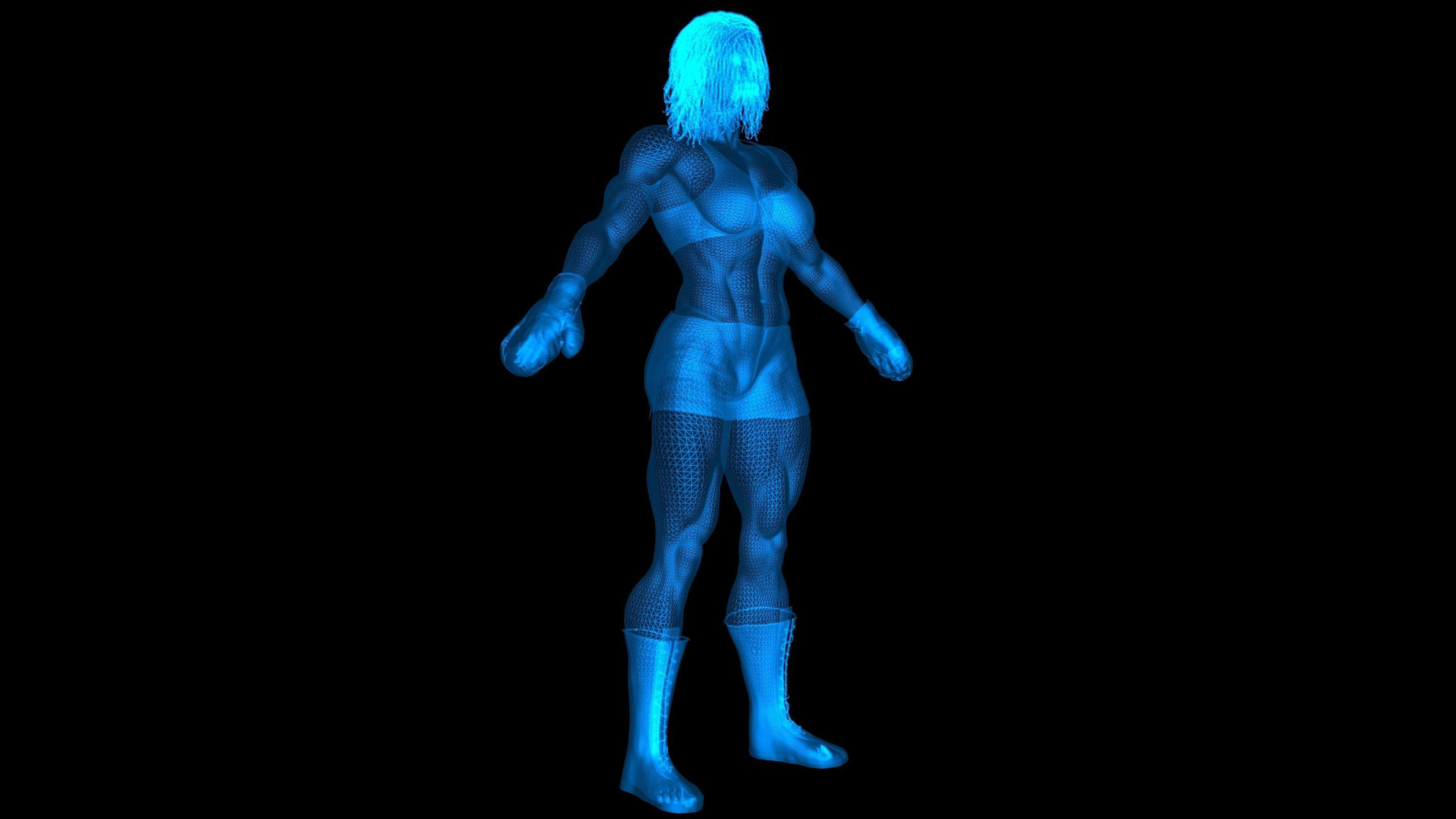 Female African BOX - MMA Fighter  3D model_3