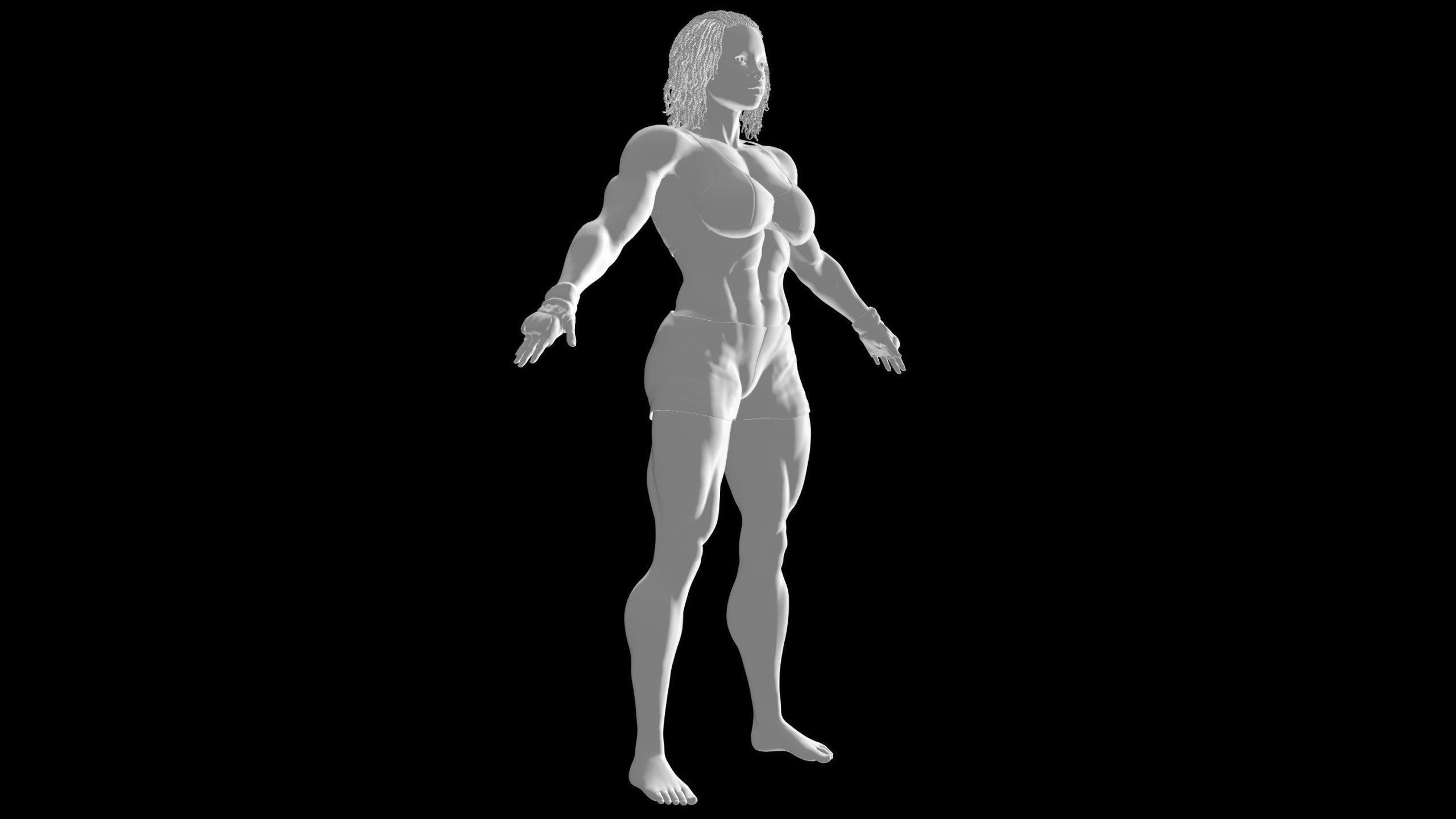 Female African BOX - MMA Fighter  3D model_10
