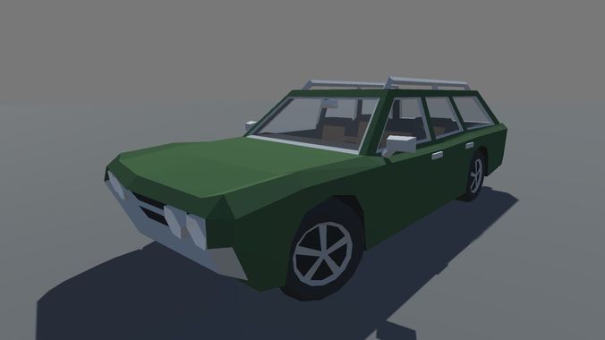 Muscle Car Station Wagon with Interior MOBILE READY Low-poly 3D model