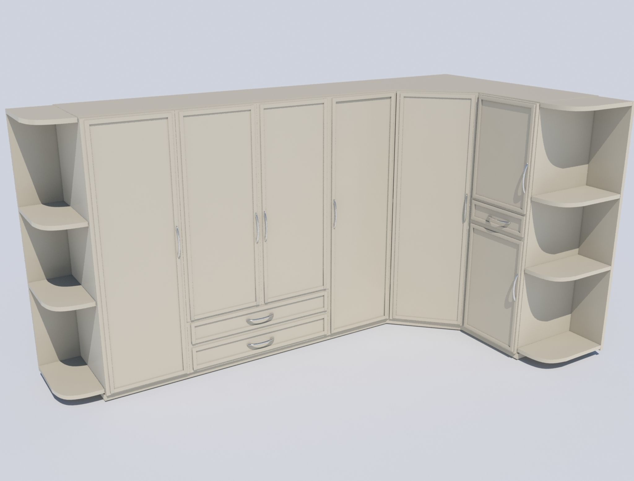 Cupboard corner wardrobe 3D model_2