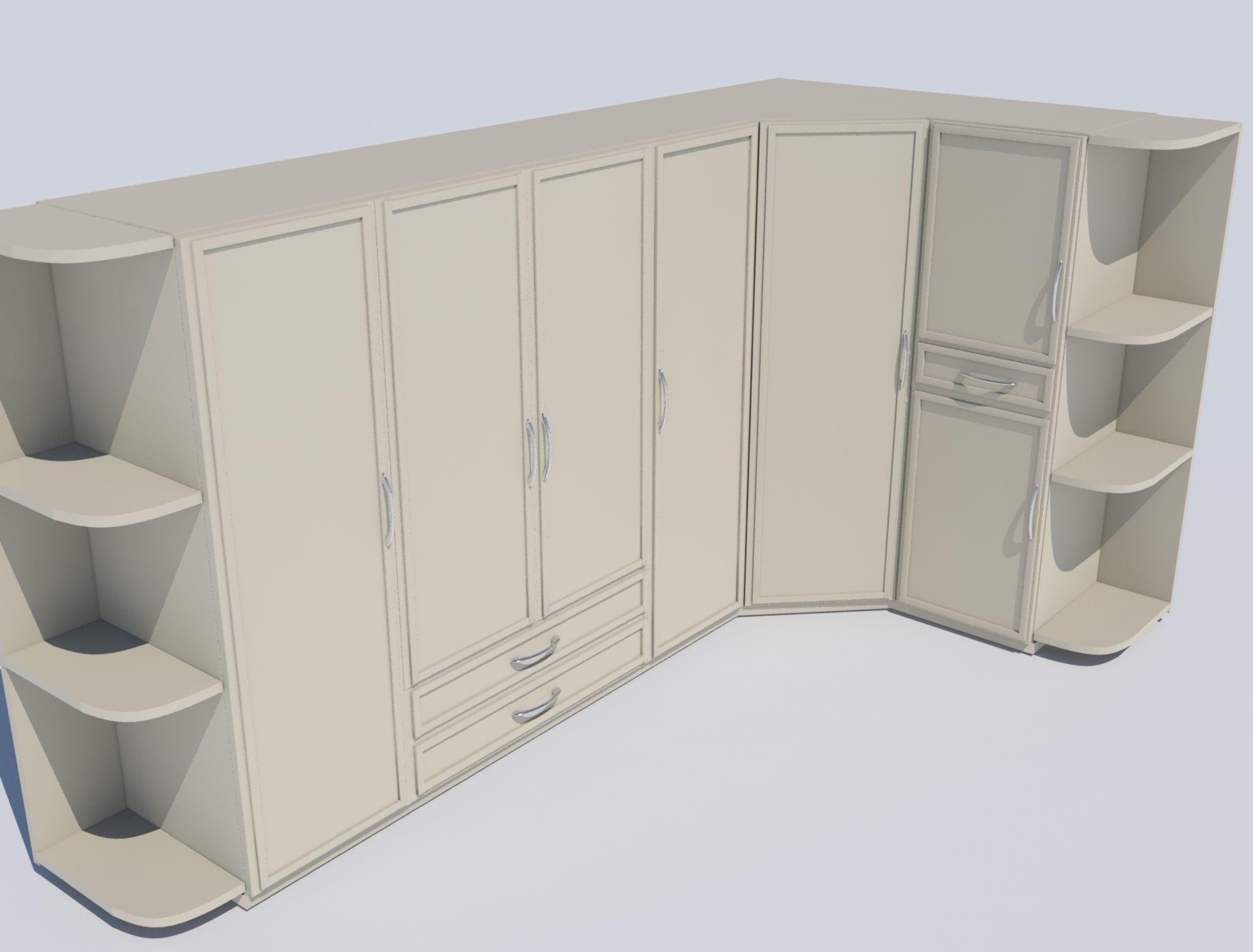 Cupboard corner wardrobe 3D model_1