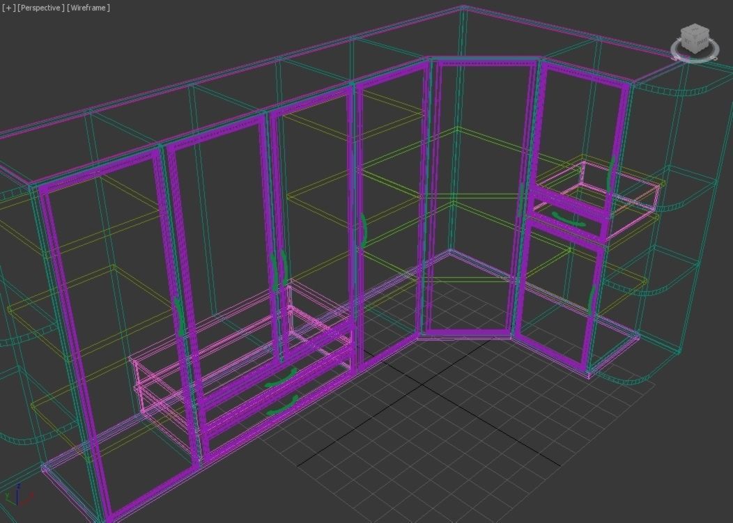 Cupboard corner wardrobe 3D model_3