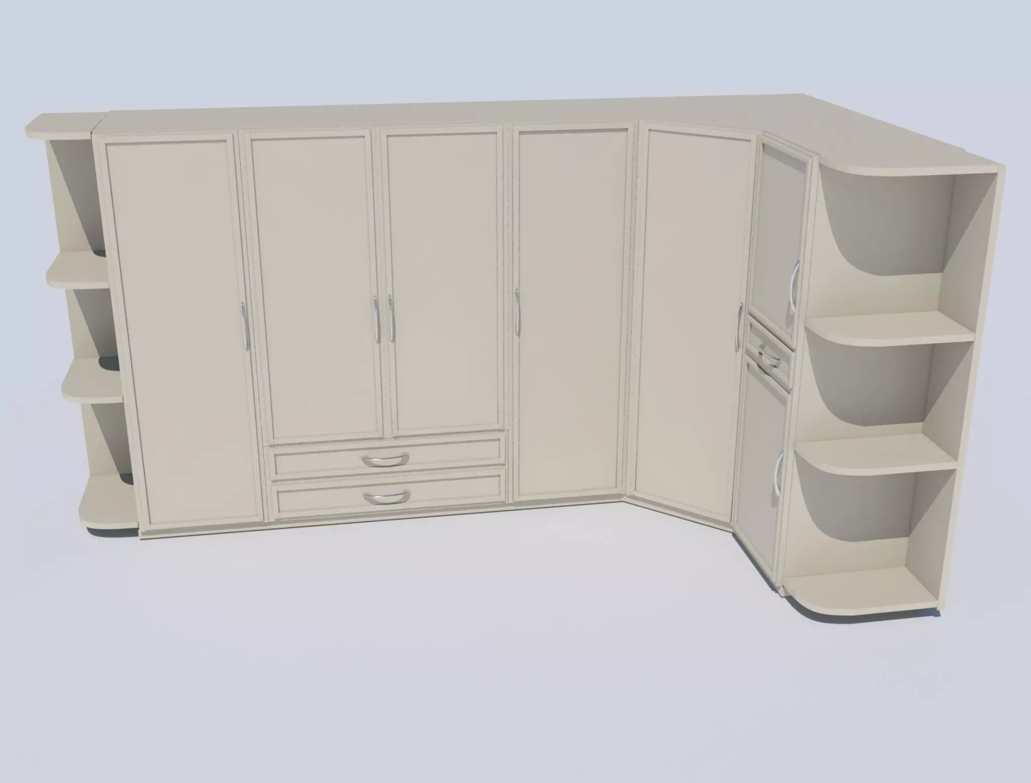Cupboard corner wardrobe 3D model_0