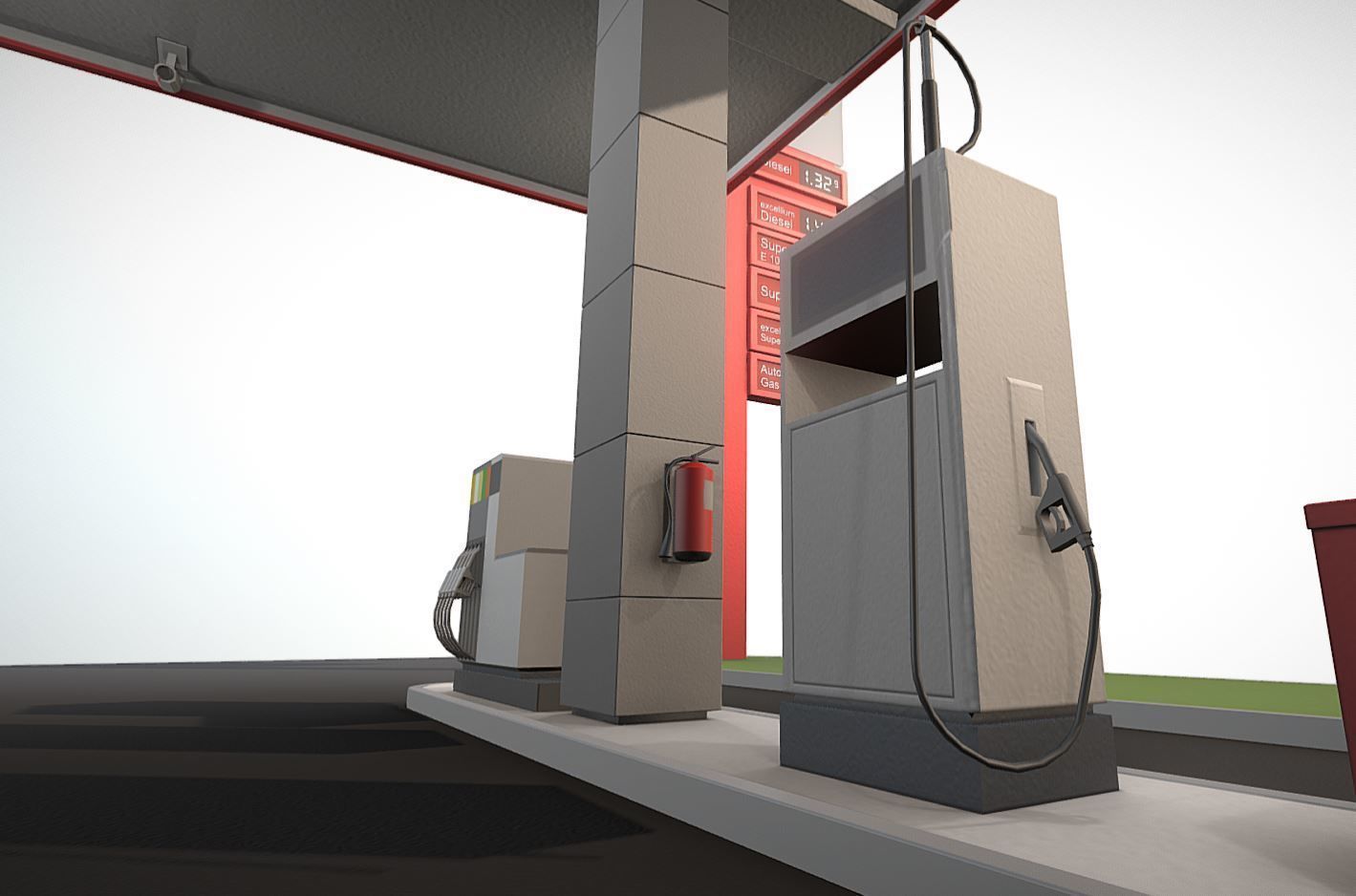 Fuel Dispenser 1 low-poly Low-poly 3D model_14