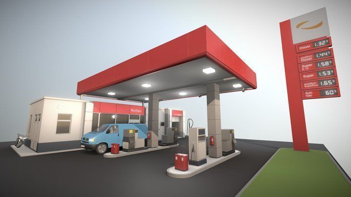 Fuel Dispenser 1 low-poly Low-poly 3D model_15