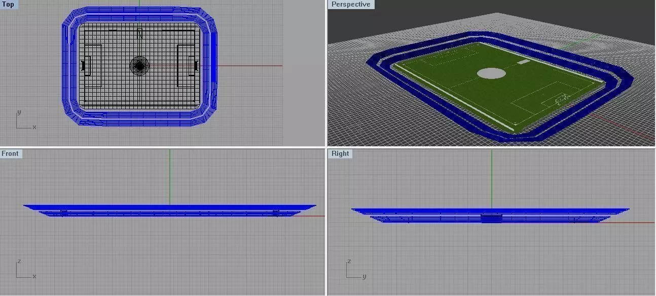 Base of a square stadium in Rhino 3D 3D print model_0