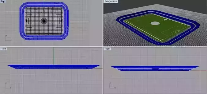 Base of a square stadium in Rhino 3D 3D print model