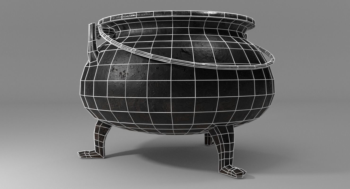 Cauldron Low-poly 3D model_9
