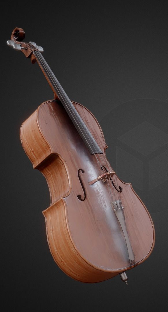 Classic Cello PBR Low-poly 3D model_1