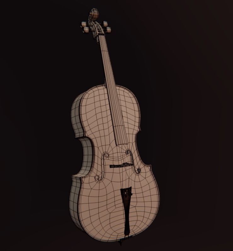 Classic Cello PBR Low-poly 3D model_7