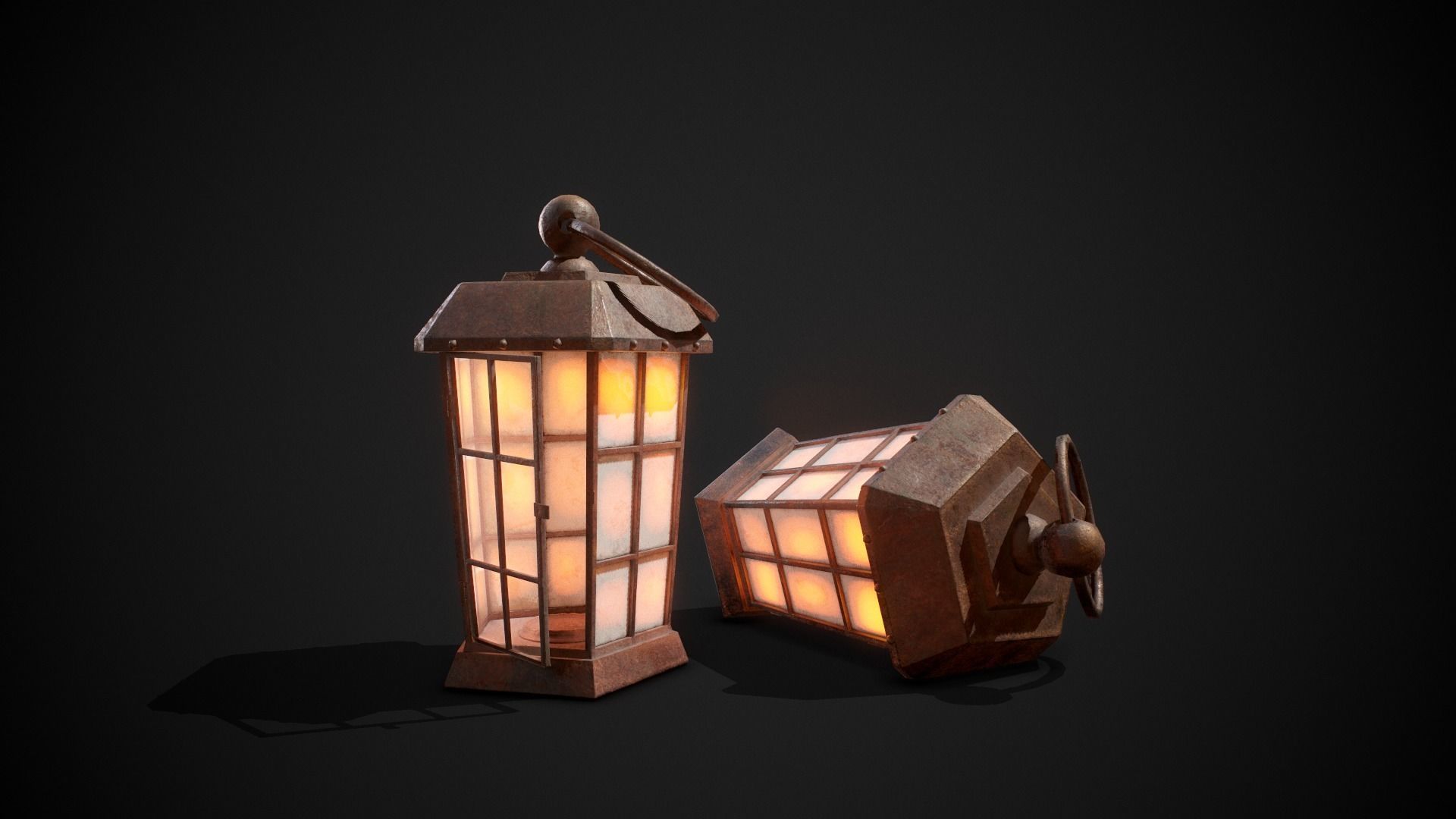 PBR Pirate Lantern Low-poly 3D model_4