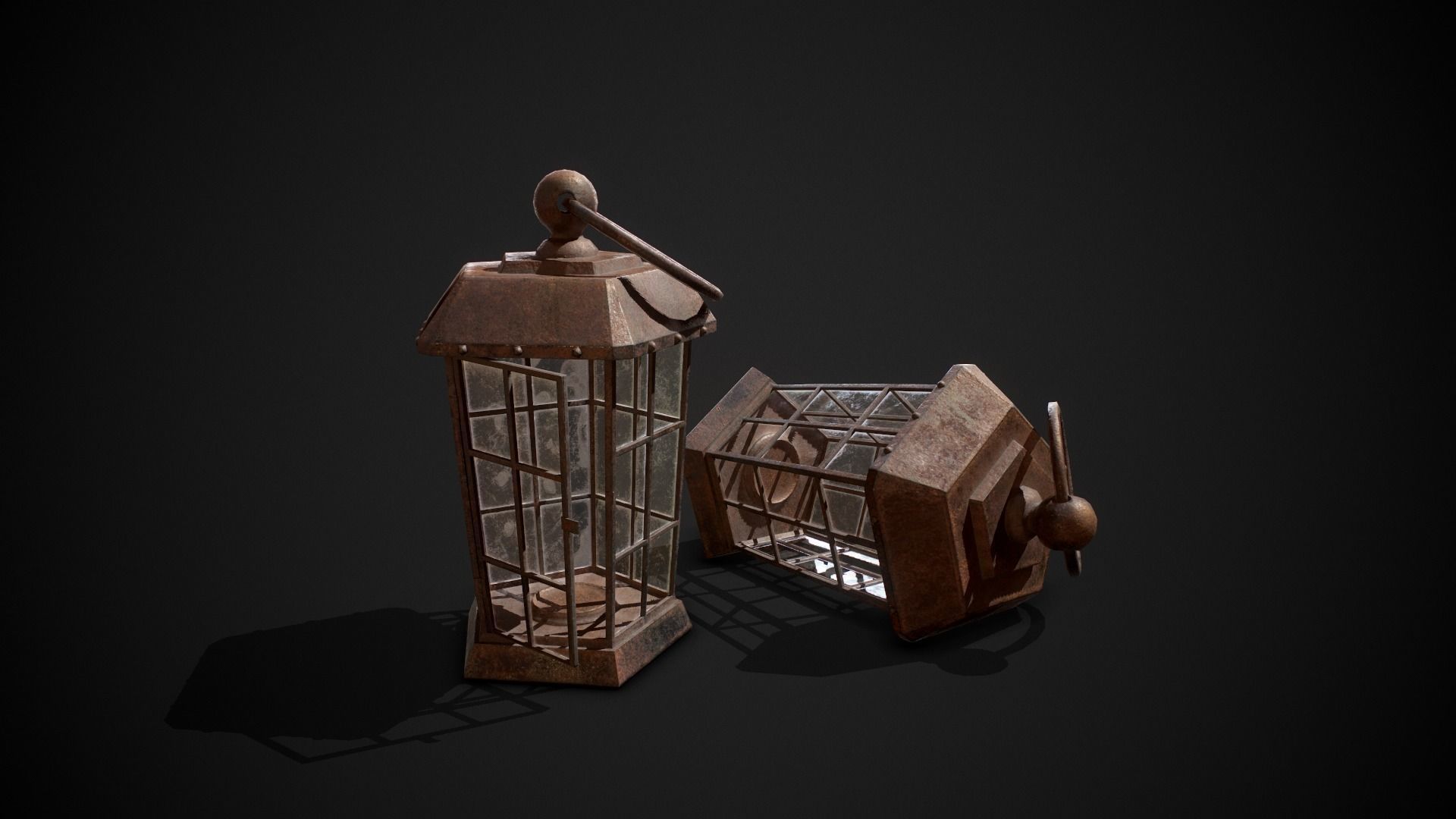 PBR Pirate Lantern Low-poly 3D model_8