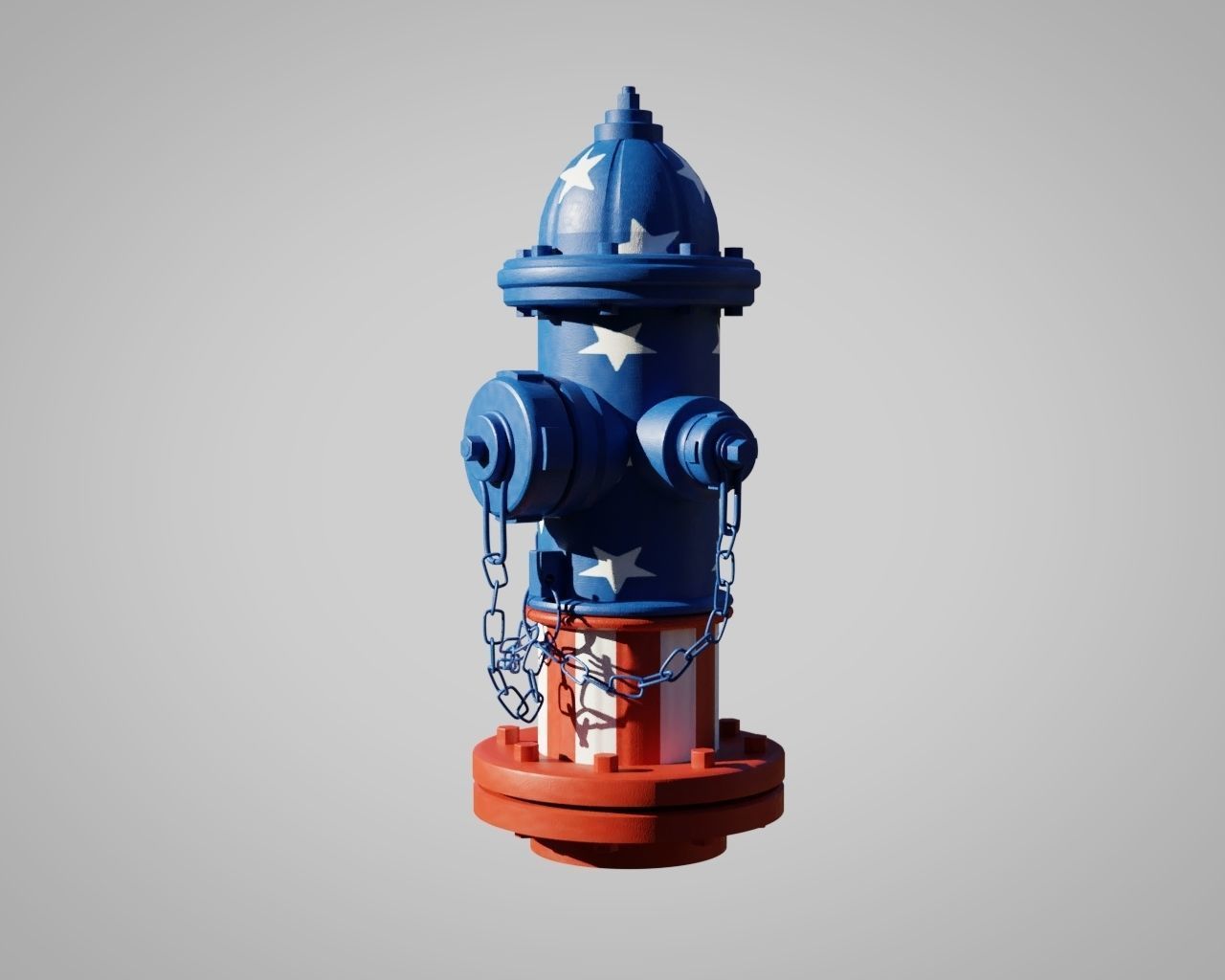 Fire Hydrant 20 - Patriotic American Flag Fireplug 3D model_1