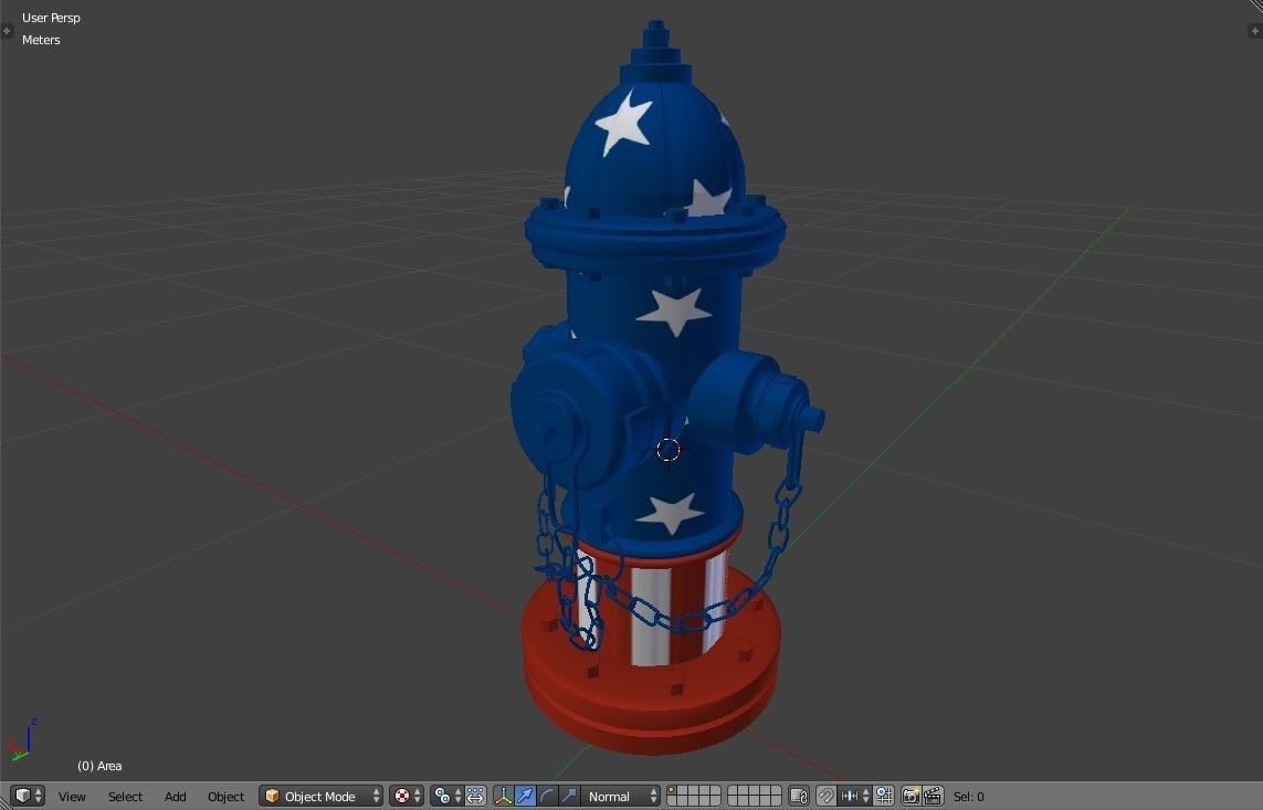 Fire Hydrant 20 - Patriotic American Flag Fireplug 3D model_11
