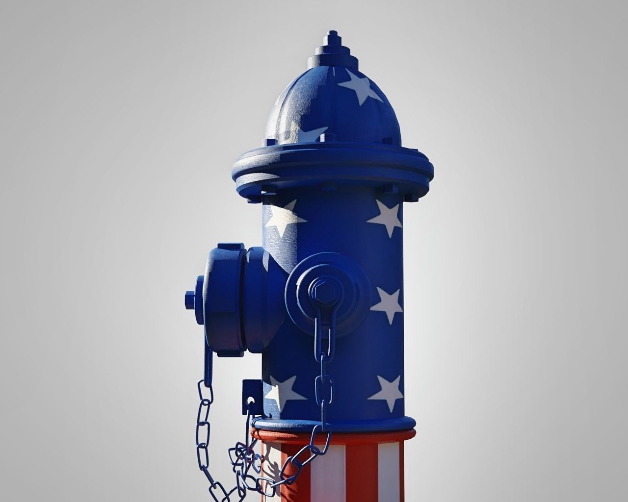 Fire Hydrant 20 - Patriotic American Flag Fireplug 3D model_6