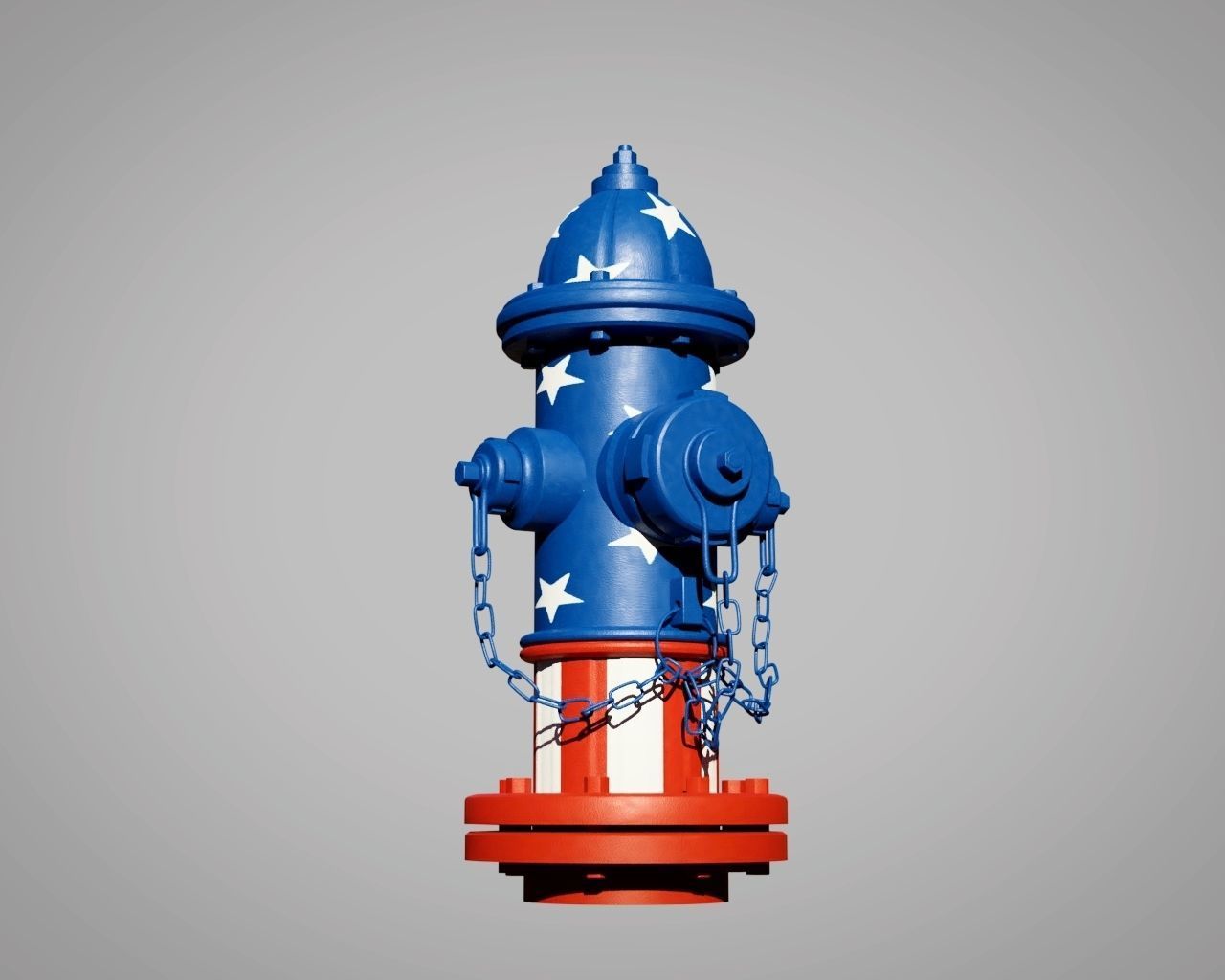 Fire Hydrant 20 - Patriotic American Flag Fireplug 3D model_8