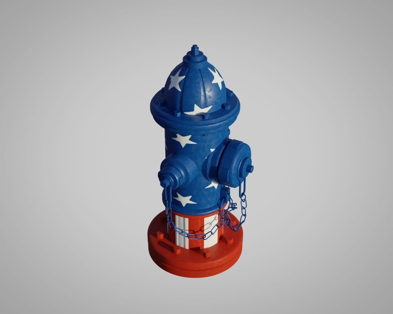 Fire Hydrant 20 - Patriotic American Flag Fireplug 3D model_7