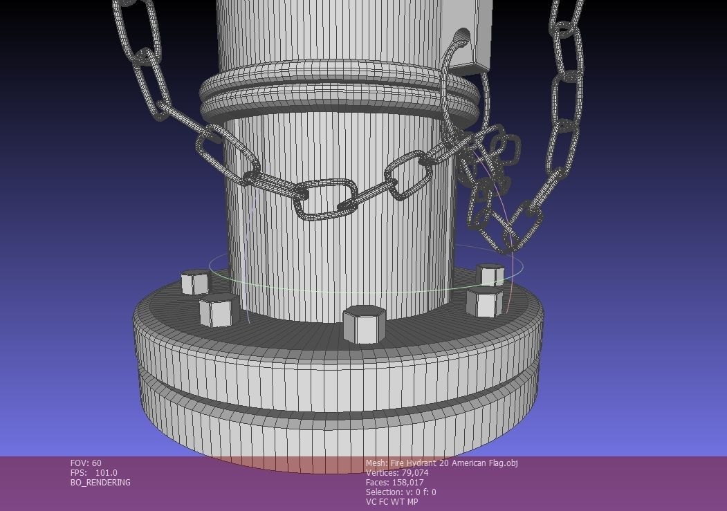 Fire Hydrant 20 - Patriotic American Flag Fireplug 3D model_26