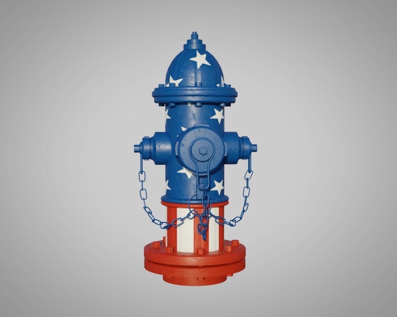 Fire Hydrant 20 - Patriotic American Flag Fireplug 3D model_2