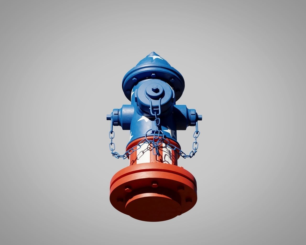 Fire Hydrant 20 - Patriotic American Flag Fireplug 3D model_9